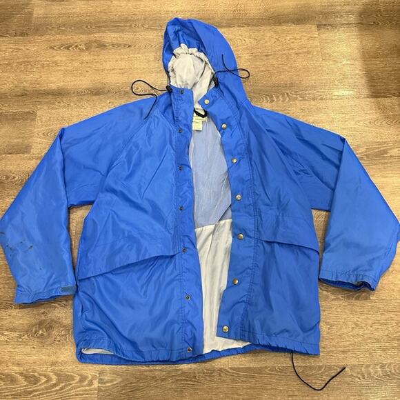 Vintage L.L. Bean Mens Rainjacket Size Large Blue Nylon Lightweight‎ Hooded - Picture 1 of 13